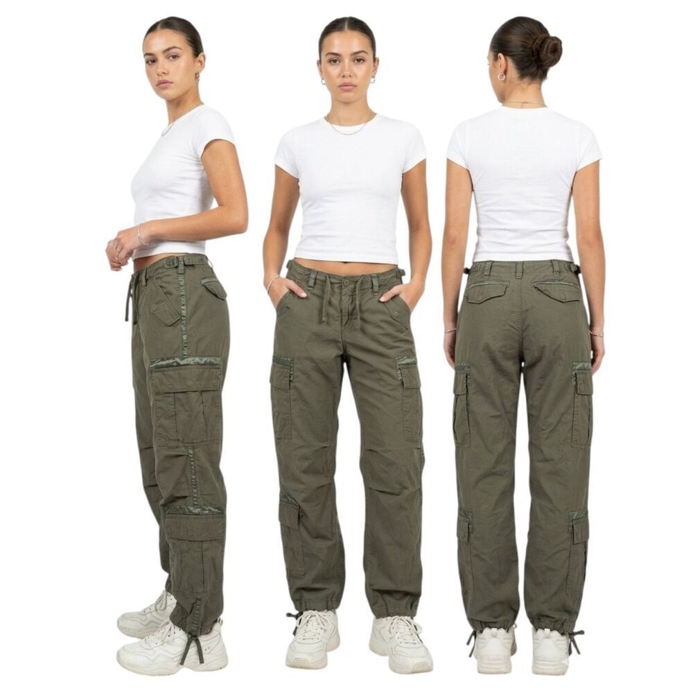 VTG Abercrombie & Fitch Y2K Paratrooper Cargo Pants Women's 29 / 8R Olive Green